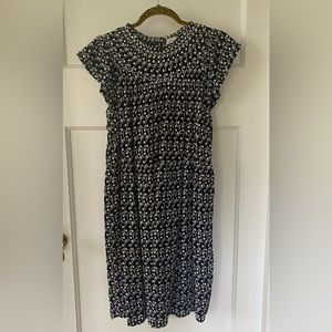Loft Black and White Lined Dress Size Petite Large